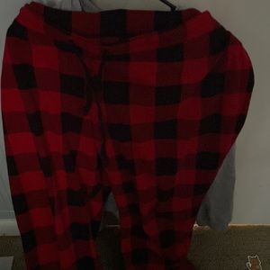 Black and red checkered pj pants